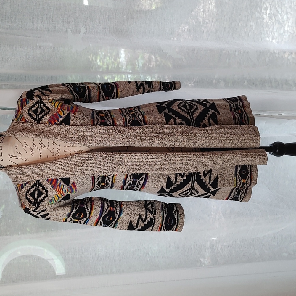 Southwestern/Aztec print long cardigan
